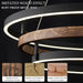 3 Ring LED Chandelier Modern Chandeliers Walnut Wood Black Dimmable 31''