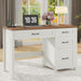 Farmhouse 47" Executive Desk, Computer Desk with File Drawer and Charging Station, Workstation for Home Office & Study.Off White
