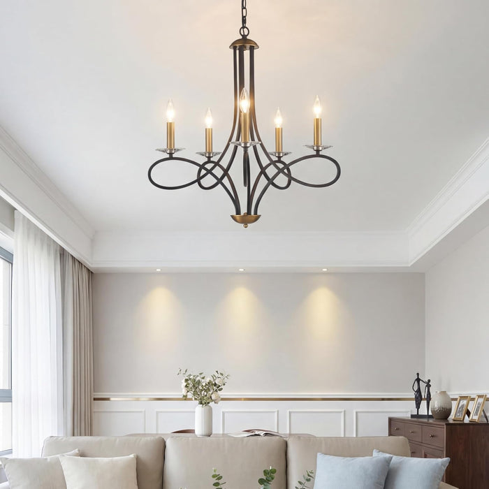 Black Brass Five Light Chandelier CeilingMount Fixture