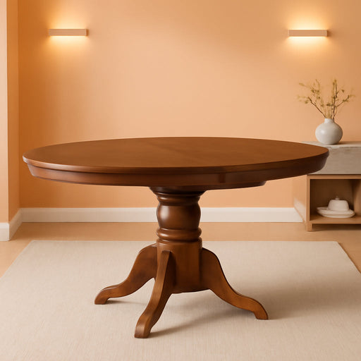 AVT-SBR-TP Avon Kitchen Dining Table - an Oval Wooden Table Top with Butterfly Leaf & Pedestal Base, 42X60 Inch, Saddle Brown