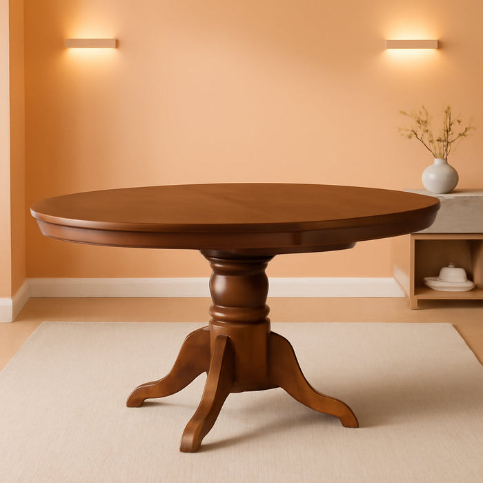 AVT-SBR-TP Avon Kitchen Dining Table - an Oval Wooden Table Top with Butterfly Leaf & Pedestal Base, 42X60 Inch, Saddle Brown