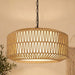 Five Light Rattan Farmhouse Chandelier Linen Shade