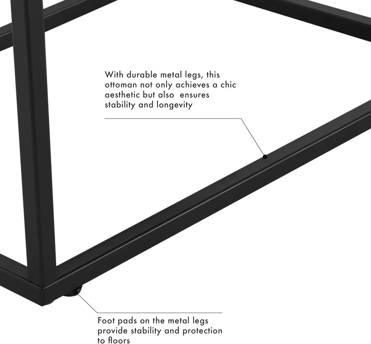 Theodore Channel Tufted Small Ottoman - Brown Faux Leather