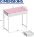 32 Inch Small Computer Desk with 2 Drawers for Bedroom Study Writing Home Office Table for Small Spaces Pink - ShipItFurniture