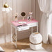 32 Inch Small Computer Desk with 2 Drawers for Bedroom Study Writing Home Office Table for Small Spaces Pink - ShipItFurniture