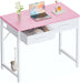 32 Inch Small Computer Desk with 2 Drawers for Bedroom Study Writing Home Office Table for Small Spaces Pink - ShipItFurniture
