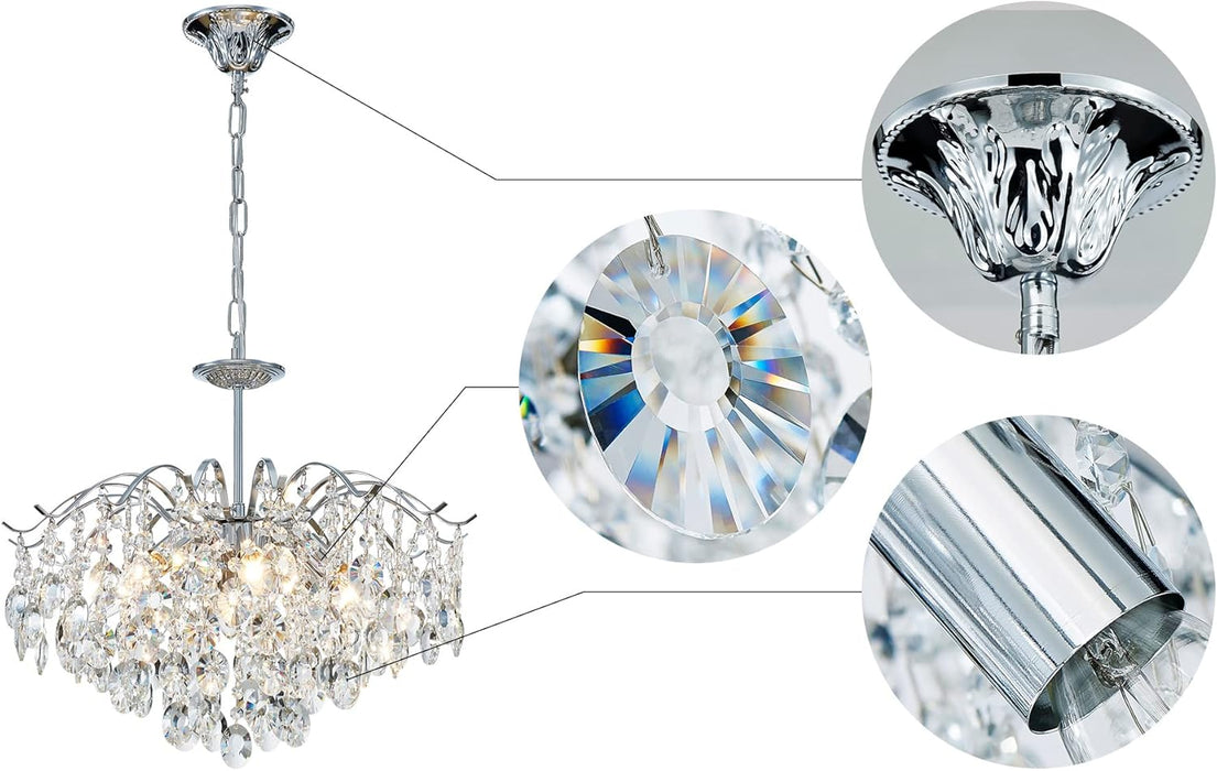 Modern K9 Crystal Chandelier Chrome Finish DiningRoom