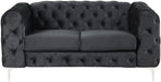 3-Piece Couches Velvet Fabric Living Room Furniture Set -Black