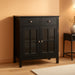 Sideboard Buffet Cabinet, Accent Kitchen Cabinet with Glass Doors, Adjustable Shelf and 2 Drawers for Kitchen, Black