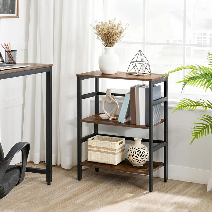23.6Inch 3Tier Bookcase Industrial Frame Storage Display