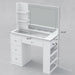 White Vanity Desk with Illuminated Mirror & Power Outlet, Bedroom Dresser LED Mirror Stepless Dimmable & 3 Color Modes Adjustable RGB Drawers, for Women Girls Bedroom, Pure White