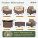 7 Piece Patio Furniture Set with Wide Armrests & 44” Fire Pit Table Wicker Rattan Outdoor Sectional Sofa Set with Coffee Table and Thickened Cushions, Brown/Beige(Waterproof Cover Included)