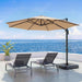 10FT Cantilever Patio Umbrella, 360° Rotation Offset Outdoor Umbrella with Aluminum Frame, Square Umbrella with Tilt for Backyard, Pool, Deck, Garden(Round Khaki)