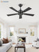 42 Inch Ceiling Fan No Light, Black Ceiling Fan without Lights, Quiet Reversible DC Motor, 6-Speeds, Small Ceiling Fan with Remote for Bedroom, Living Room, Patio, Indoor/Outdoor Use
