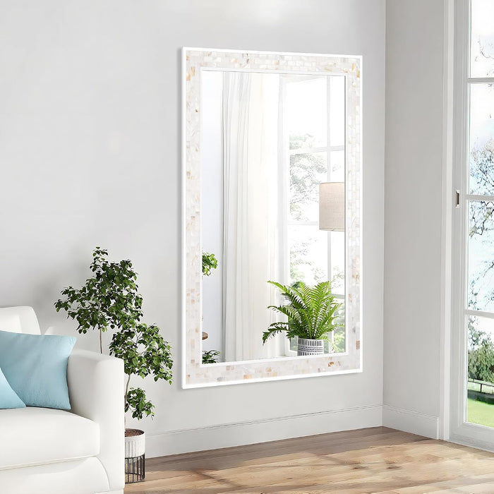 30 X 48 Inch Bathroom Mirror, White Large Mosaic Vanity Mirrors