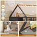 Bunk Bed Twin over Twin with Storage Drawers and Globe String Lights House Shaped Low Bunk Bed with Montessori Bookshelf Metal Bunk Beds for Kids with Ladder and Guardrail,Space Saving, Black