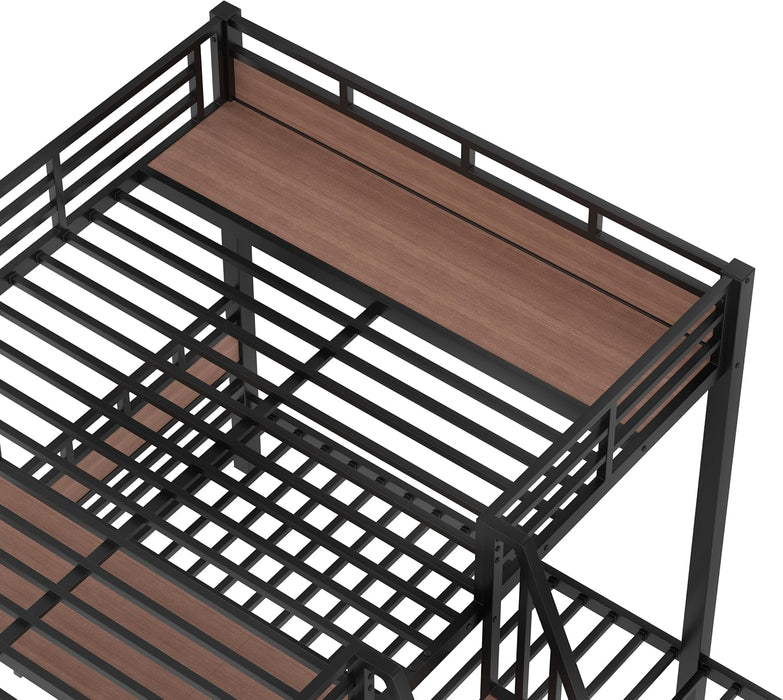 Metal Triple Bunk Bed JetBlackFinish IndustrialGrade