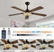 52" Tiffany Style Ceiling Fans with Lights, Red Dot, Black