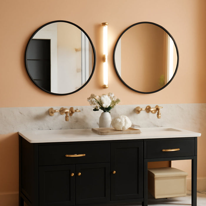 round Bathroom Mirror for over Sink 2 Pack 26" Black Circle Wall Mirror