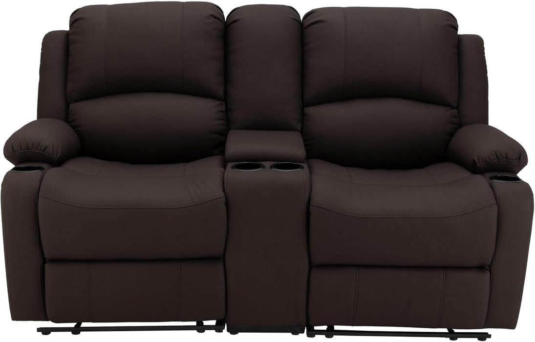 65" Wall Hugger Reclining RV | RV Theater Seats | Double Recliner RV Sofa & Console | RV Couch | Wall Hugger Recliner | RV Theater Seating | RV Furniture | (Manual, Chocolate)