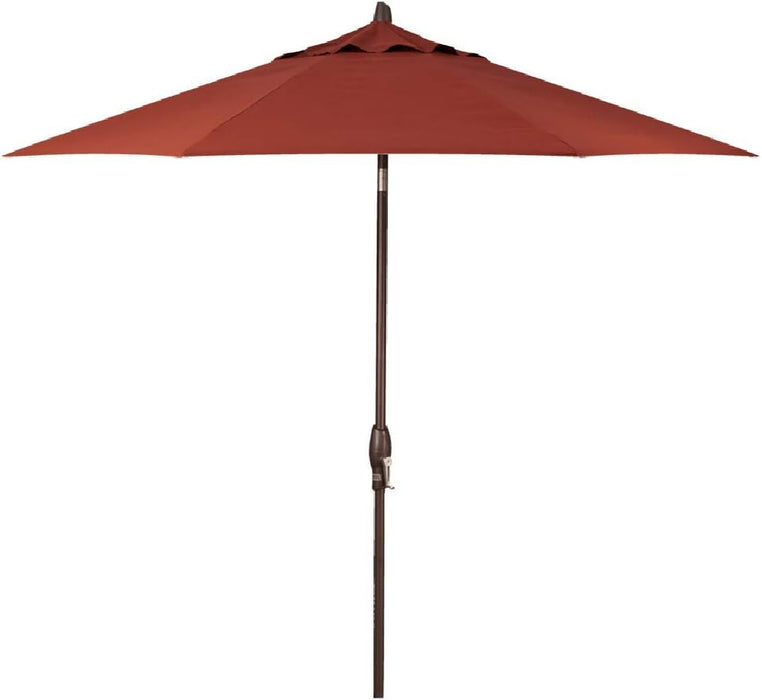 Octagonal 9 Ft Patio Umbrella - Outdoor Furniture Table Umbrella – Push-Button Tilt – Bronze Aluminum Frame (Obravia, Auburn)