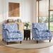 Navy Floral Fabric Armchair With Removable Cushion