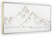White and Gold Framed Paintings Textured Wall Art - 3D Mountain 100% Hand Painted Canvas Home Decor 48X24 Large Horizontal Contemporary Artwork Decoration for Living Room Bedroom