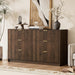 Walnut Dresser for Bedroom, Modern Dresser with 6 Drawers and Smooth Slides, Wide Chest of Drawers with Golden Handles for Bedroom, Living Room, Closet, 15.7" D X 55.1" W X 31.4" H