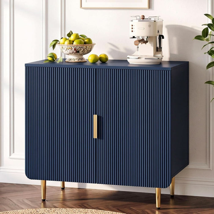 31" Fluted Buffet Cabinet,Modern Sideboard Cabinet with Storage,Blue