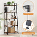 Ladder Shelf Bookcase, 5-Tier Industrial Ladder Bookshelf, Tall Living Room Shelves, Wood and Metal Leaning Shelf for Home Office, Kitchen, Bedroom, Balcony (Rustic Oak)