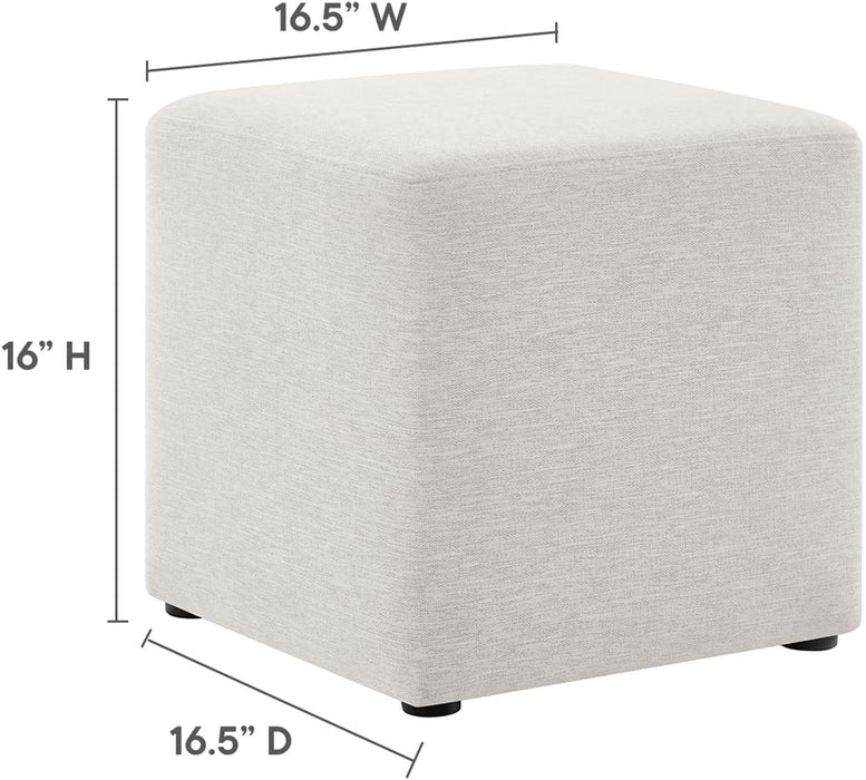 Callum 17 Inch Square Ottoman in Ivory Fabric - Woven Heathered Fabric - Upholstered Ottoman for Living Room, Ottoman Side Table, Vanity Seat - Accent Table or Footrest Ottoman