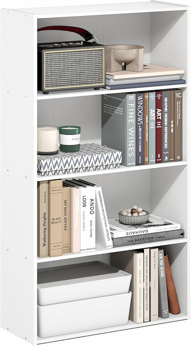 Plain White 4Tier Bookshelf With Accessible Shelves
