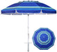 8 Feet Large Beach Umbrella with Sand Anchor Heavy Duty High Wind Portable Outdoor Umbrellas UV 50+ Protection Air Vent Tilt Patio Garden Pool