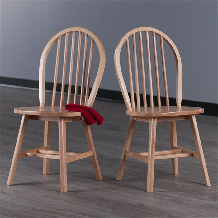 Windsor 2-Piece Chair Set, Solid Wood, Natural Finish