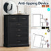 6 Drawer Dresser for Bedroom, 43" Tall Wooden Chest of Drawers, Rustic Farmhouse Dresser with Large Drawers & Metal Handles, Modern Storage Organizer for Closet, Living Room, Hallway, Black