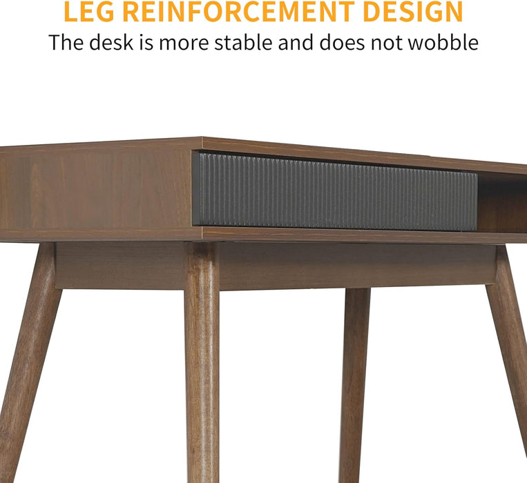Office Desk Mid Century Modern Desk Writing Desk with Drawer Simple Home Office Desk Mid Century Desk, Walnut