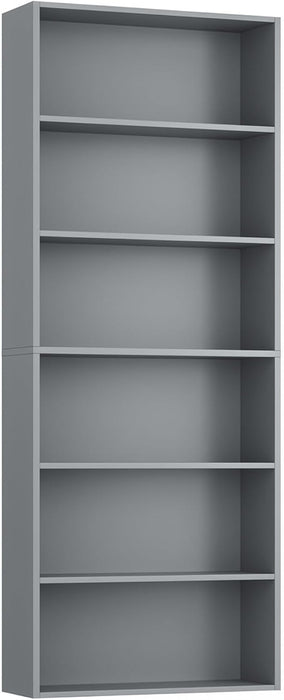 6 Tier Tall Bookshelf Bookcase with Open Display Shelves, Dark Gray