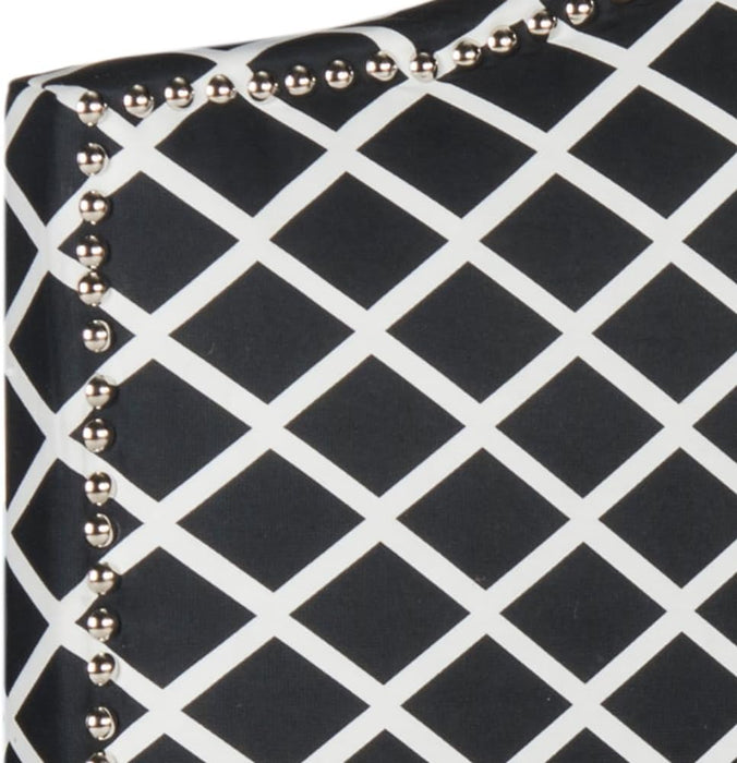Mercer Collection Connie Black and White Lattice Silver Nailhead Headboard (Twin)
