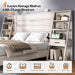 King Bed Frame with Bookcase Headboard & 4-Tier Bedside Shelf, Farmhouse Platform Bed with Charging Station and 2 Drawers, Noise-Free
