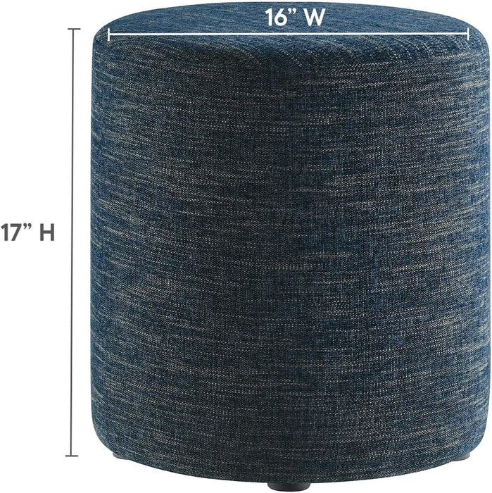 16" round Woven Heathered Fabric Upholstered Upholstered Ottoman