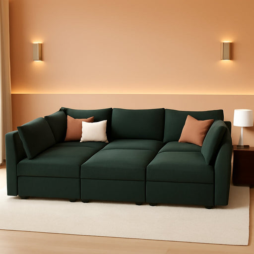 Emerald Green Modular Sleeper Sofa With HiddenStorageCompartment