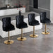 Velvet Gold Bar Stools Set of 2 Modern Counter Height Bar Stools with Lion Pull Ring Tufted Back, Nailhead Upholstered Barstools for Home Kitchen Island, Swivel Adjustable Stool Chair in Black