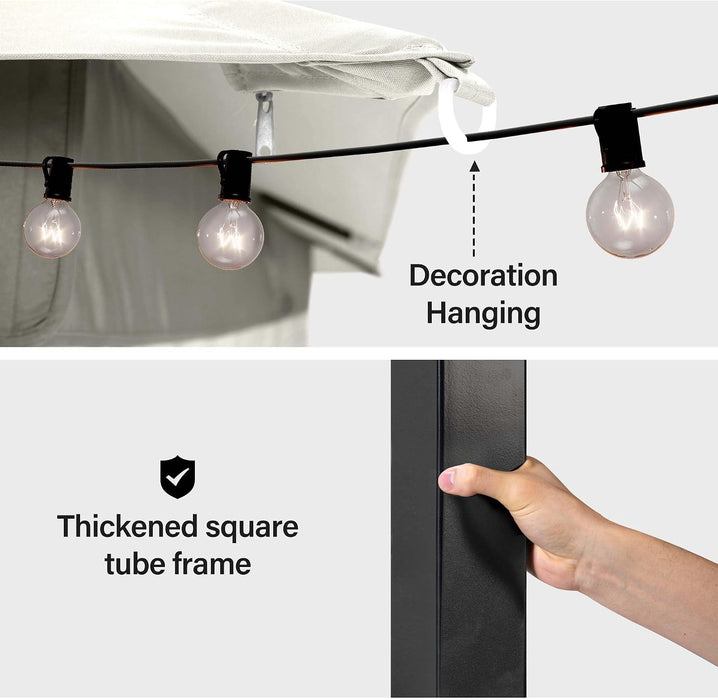 12x12 Patio Gazebo Cream White PrivacyScreen Weatherproof