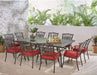 Traditions 11-Piece Patio Dining Set with 10 Stationary Chairs, Plush Red Cushions, and Extra Large Dining Table, Patio Dining Set for 10, All-Weather Rust-Resistant Luxury Outdoor Dining Set
