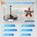 20 Inch Outdoor Ceiling Fan with Light for Patio, IP65 Waterproof Plug in Caged Hanging Fan, Remote Control, 3 CCT, 6 Speeds Reversible Outdoor Fan for Gazebo, Pergola, Porch