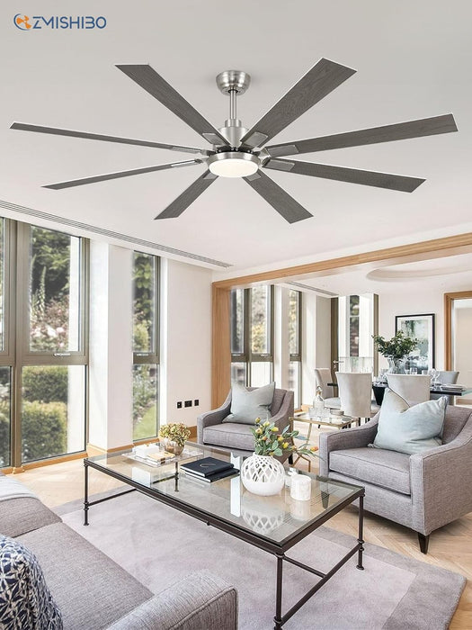 72 Inch Brushed Nickel Modern Ceiling Fans with Lights and Remote, Indoor/Outdoor Ceiling Fan for Living Room Patio, 6 Speed Reversible Quiet DC Motor, 3 CCT, Dual Finish Blades