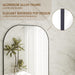 Mirror, 71X26 Inch Full Length with Stand, Black, Rounded Top, Floor Mount, Aluminum Frame, for Bedroom, Living Room