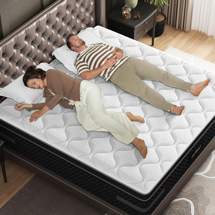 Firm Queen Mattress 12 Inch, Hybrid Mattresses with Back & Hip Support| Deep Sleep & Zoned Support, Fiberglass-Free and Certipur-Us Certified, 365-Night Trial, 10 Years Warranty