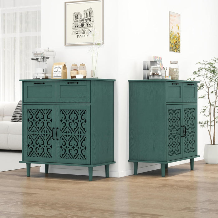 Farmhouse Buffet Cabinet, 2 Door 2 Drawer Sideboard Storage Cabinet