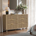 54" Curved Fluted 6-Drawer Dresser, Mid-Century Modern Natural